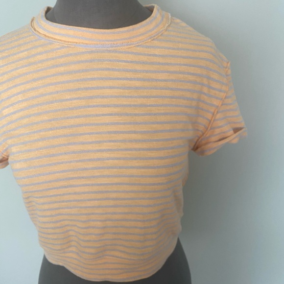 FREE PEOPLE Sabrina T Shirt Orange Stripe XS - Picture 5 of 7